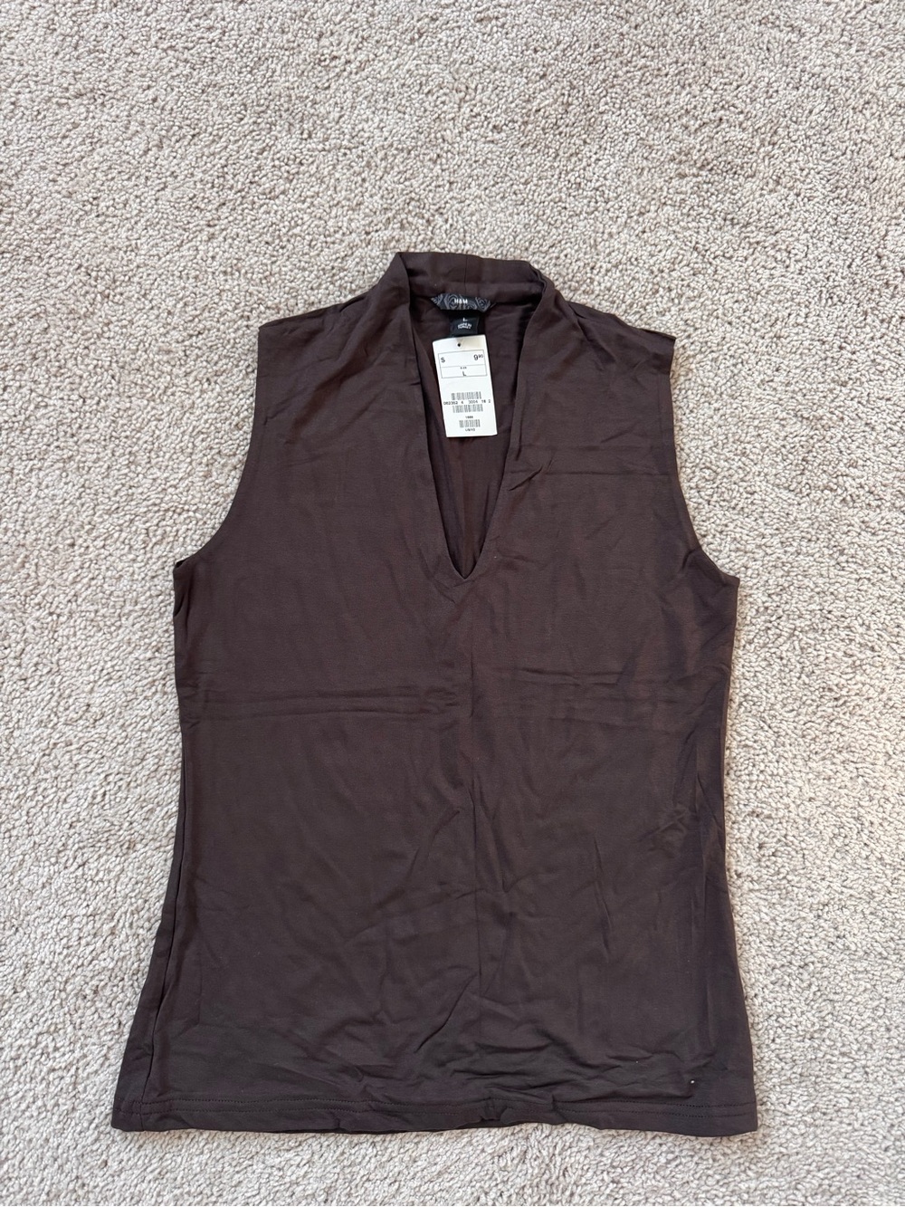 H&M Sleeveless V-Neck Tank Top in Dark Brown